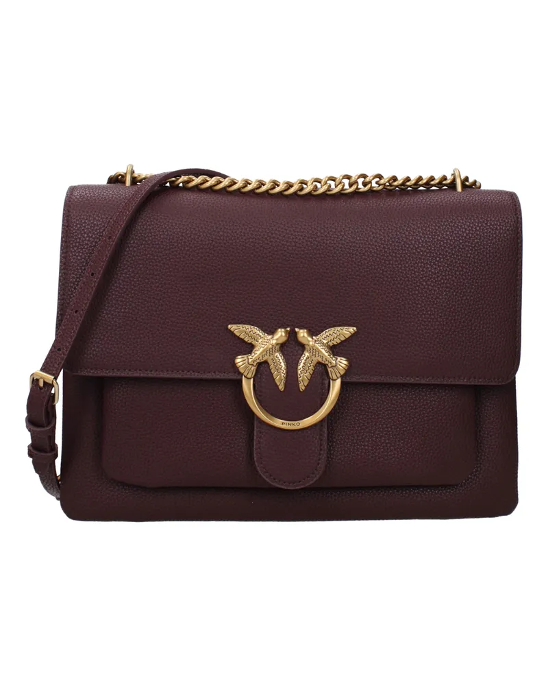 Pinko Crossbody Love Bag Soft Damens Leder Rot/Traube -