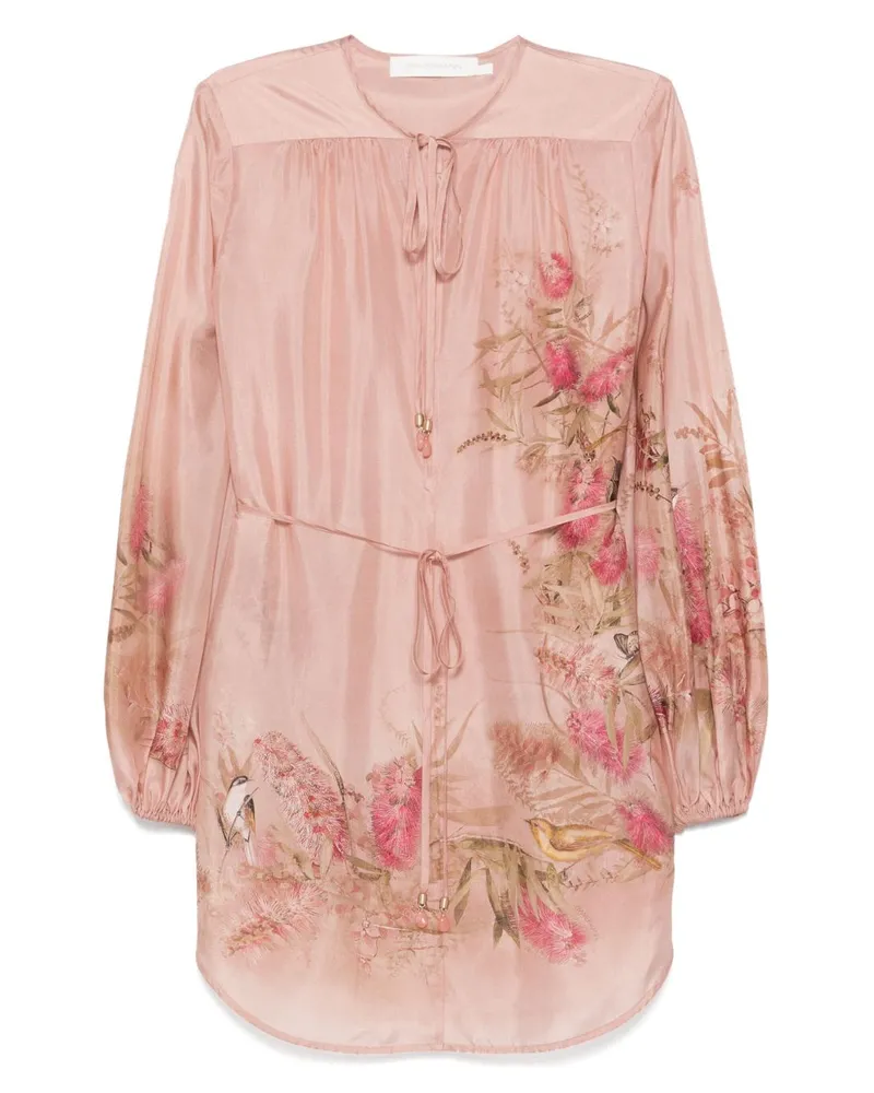 Zimmermann Cascadian bedrucktes Seidenoberteil Pink