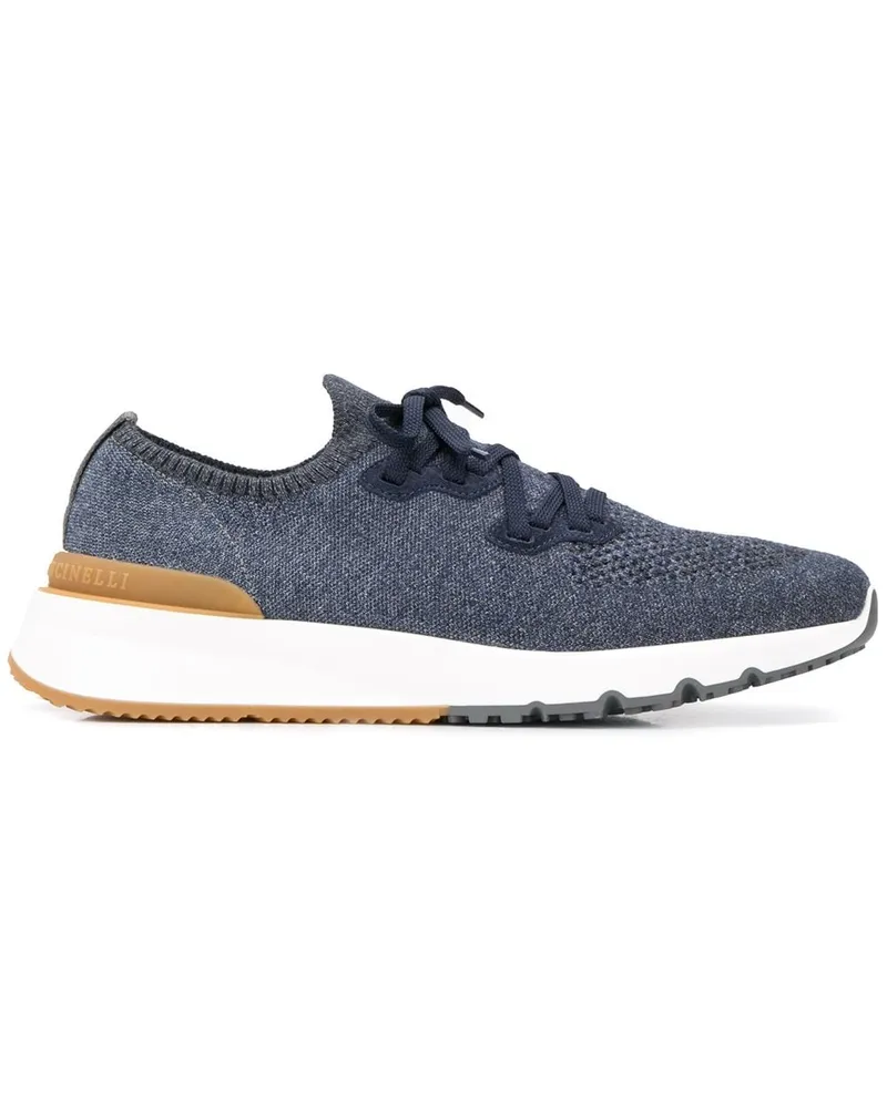 Brunello Cucinelli Baumwoll -Turnschuhe Blue