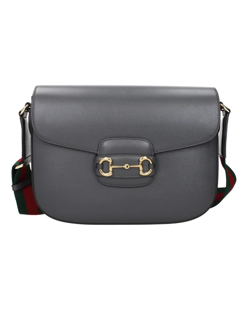 Gucci Damens Graue Leder-Umhängetaschen -