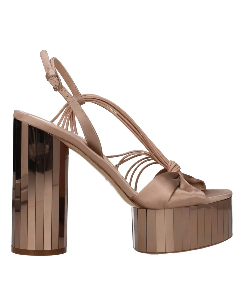 Ferragamo Sabina Damens Sandalen Beige/Amaretto Satin -