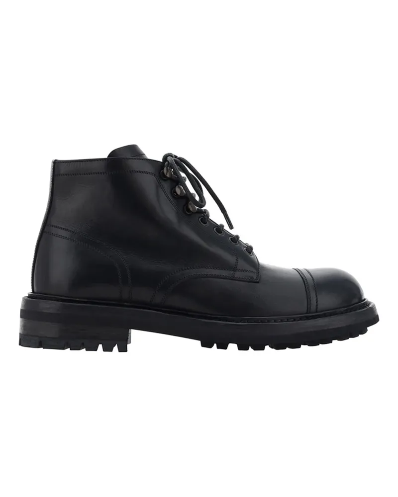Dolce & Gabbana Schnüre -Lederstiefel schnüren Schwarz