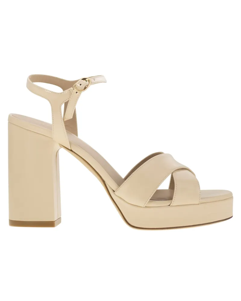 Stuart Weitzman Dayna Lederplattform Sandale Cream