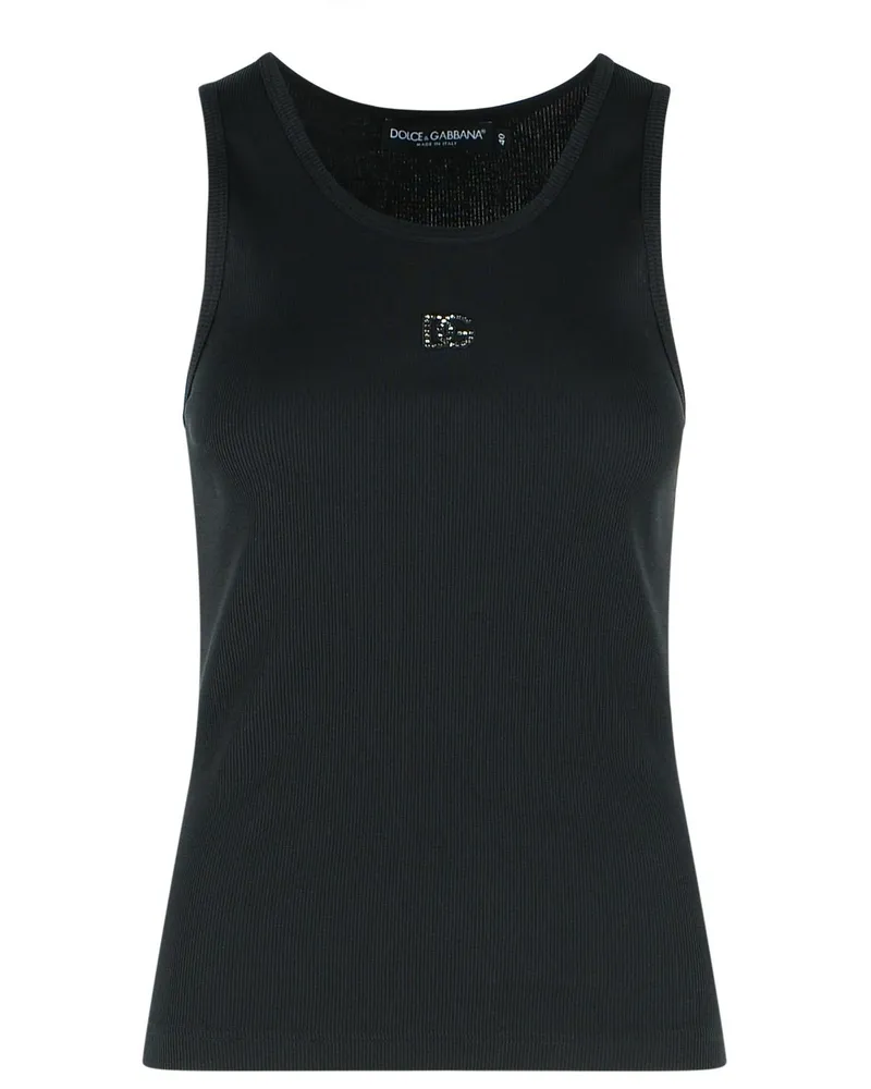 Dolce & Gabbana Tanktop aus Textilglas und schwarzem Polyester Black
