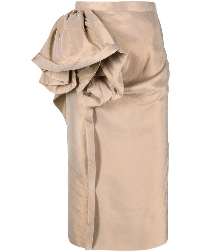 Maison Margiela Blumendetail Midi Rock Beige