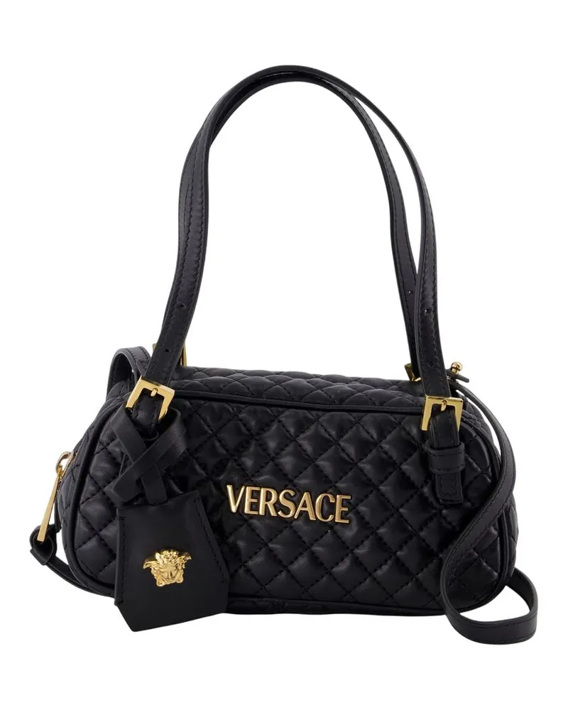 Versace Mini -Umhängetasche  Leder schwarz Schwarz