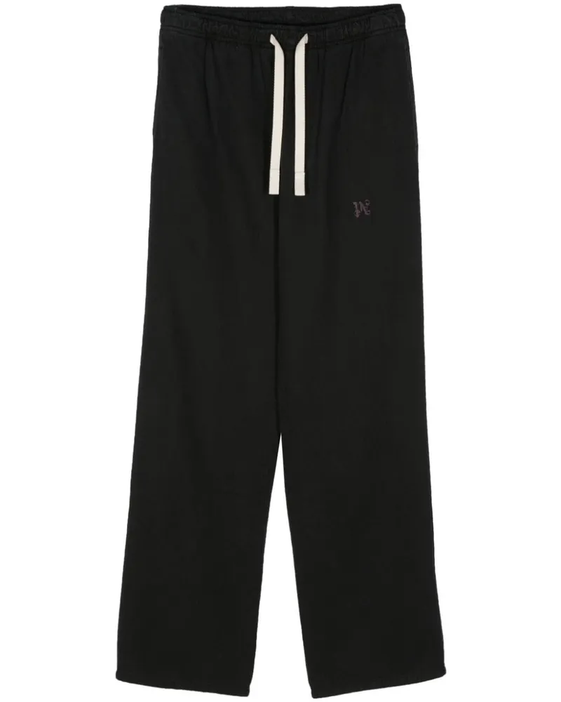 Palm Angels Monogramm Baumwollmischhosen Black