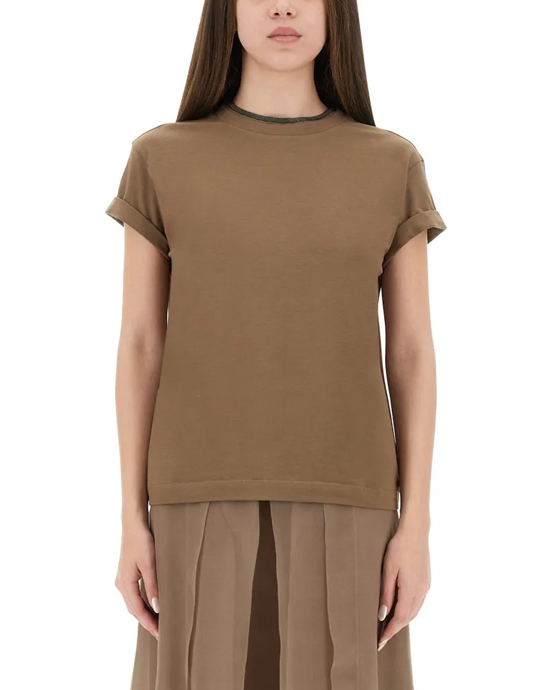 Brunello Cucinelli Cotton Jersey T -Shirt Brown
