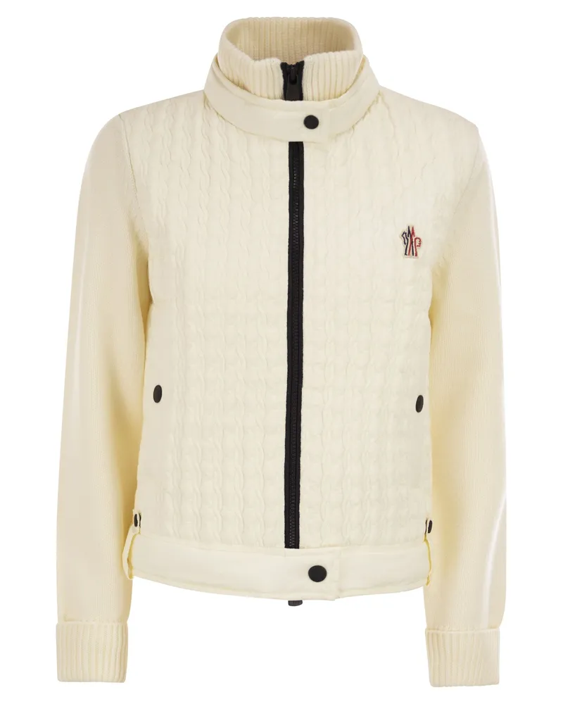 Moncler Woll-Cardigan mit Reißverschluss Natural