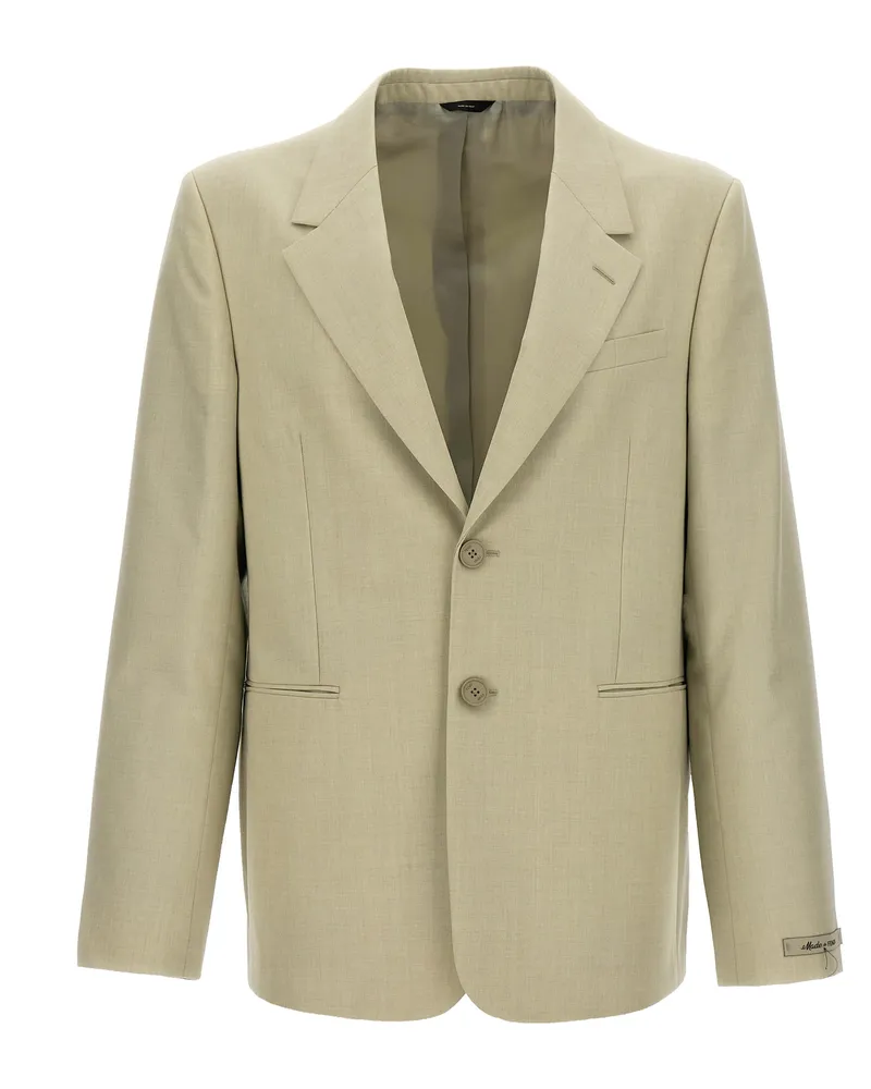 Fendi Single Breasted Wool Blazer Beige