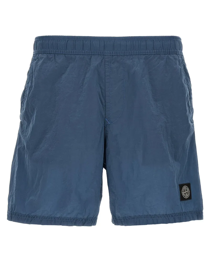 Stone Island Badeshorts mit -Logo-Patch Blue