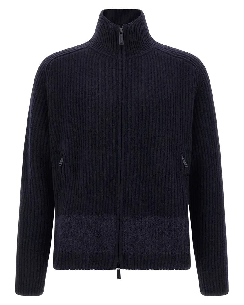 Dsquared2 kardierte Wolleinsatz -Strickjacke Blue