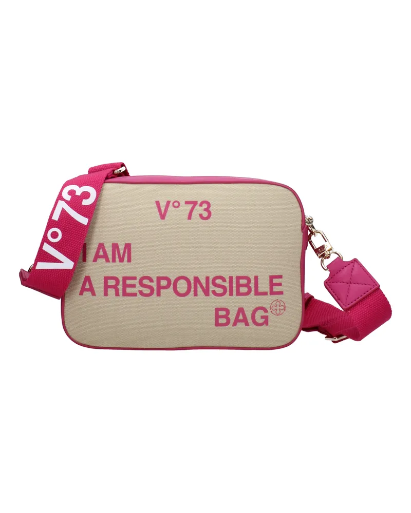 V°73 Damens Umhängetasche Responsibility Bis Polyester Beige/Fuchsia -
