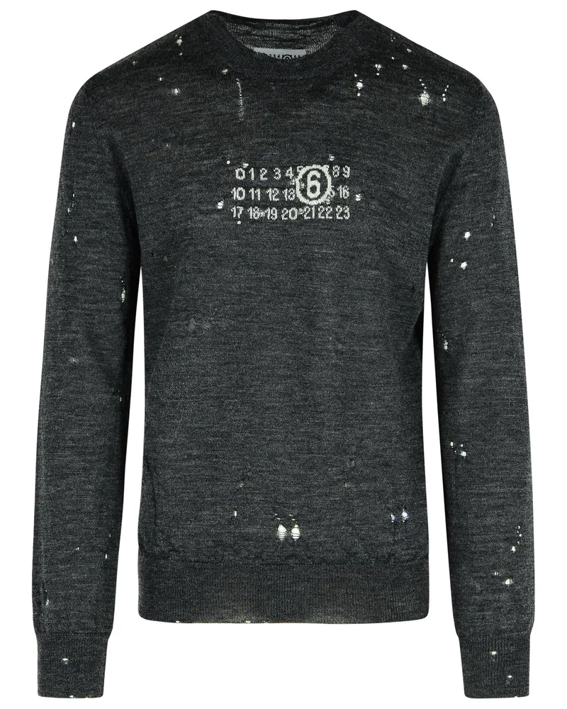 Maison Margiela numerisch' dunkelgrauer jungfräulicher Wollpullover Grey