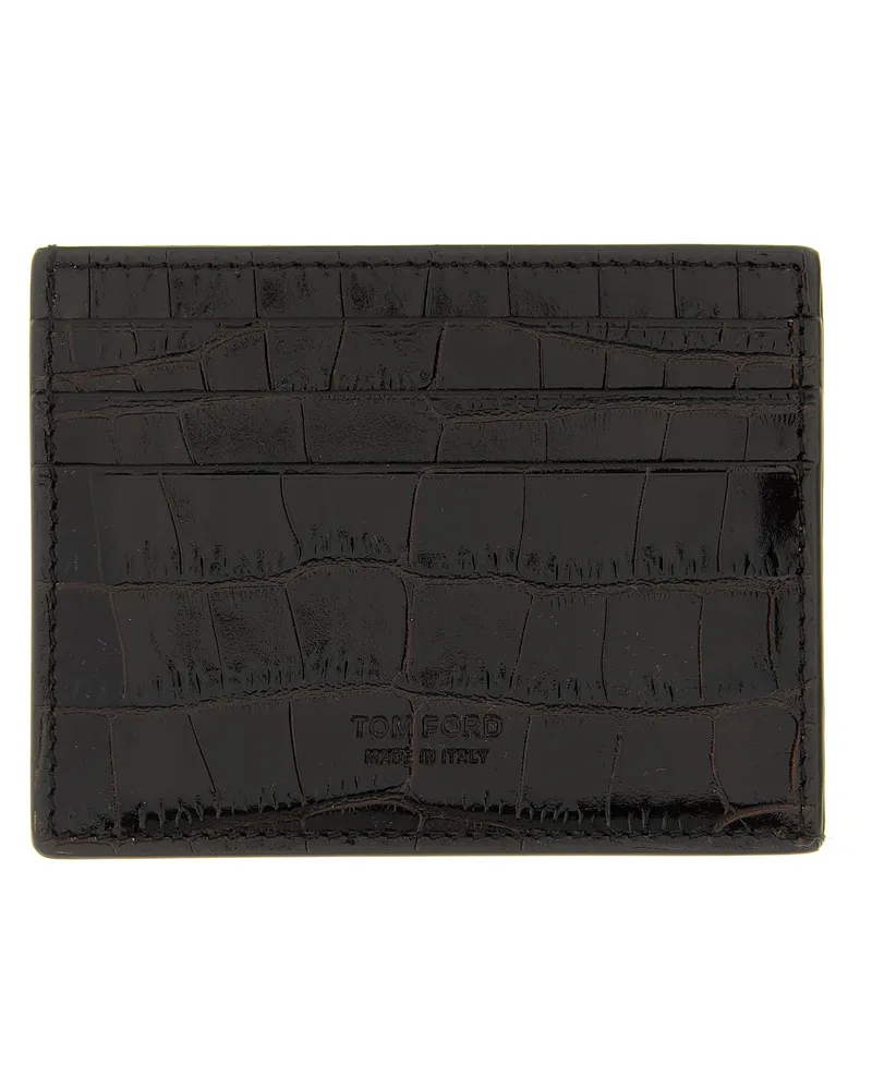 Tom Ford Crocodile Lederkartenhalter Brown