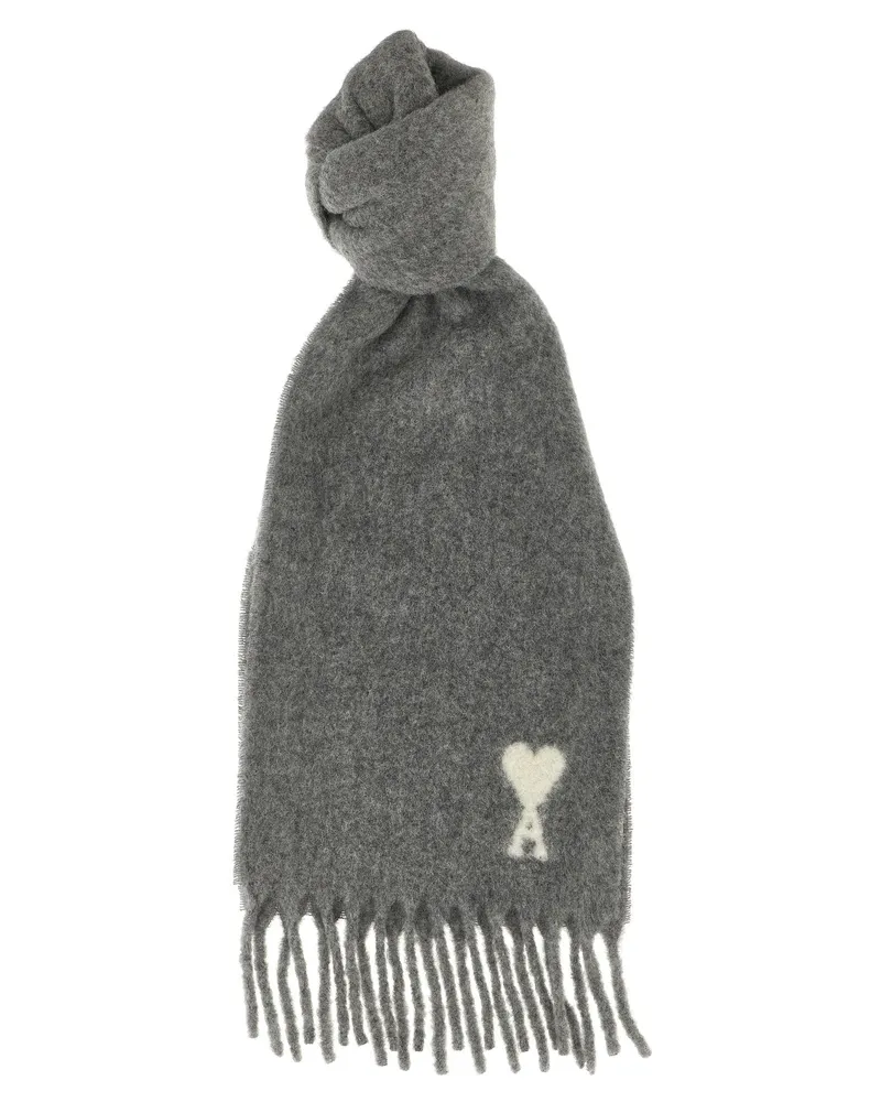 AMI Paris Ami de Coeur' Schal Gray