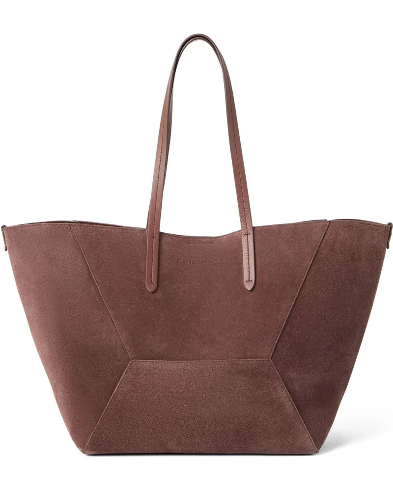 Brunello Cucinelli Wildleder Ledertasche Bordeaux
