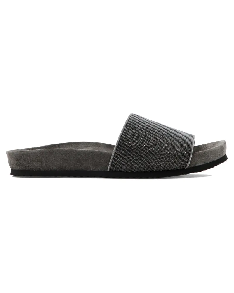 Brunello Cucinelli Wildleder-Slides „Precious Grey