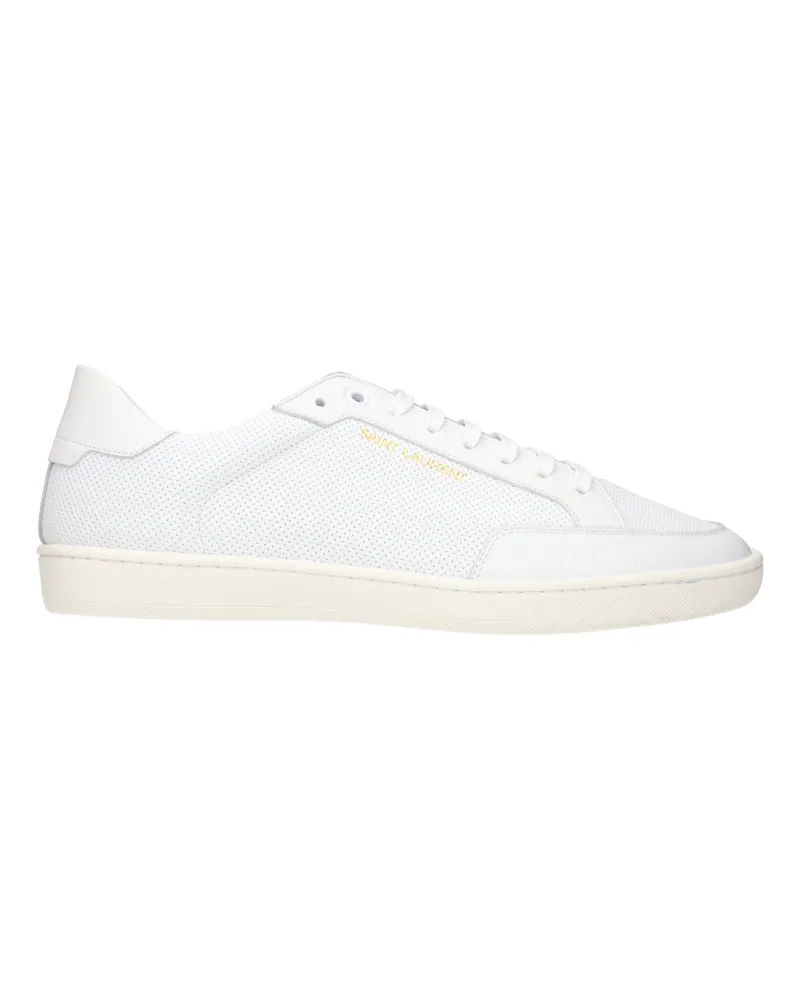 Saint Laurent Herrens Weiße Ledersneaker -