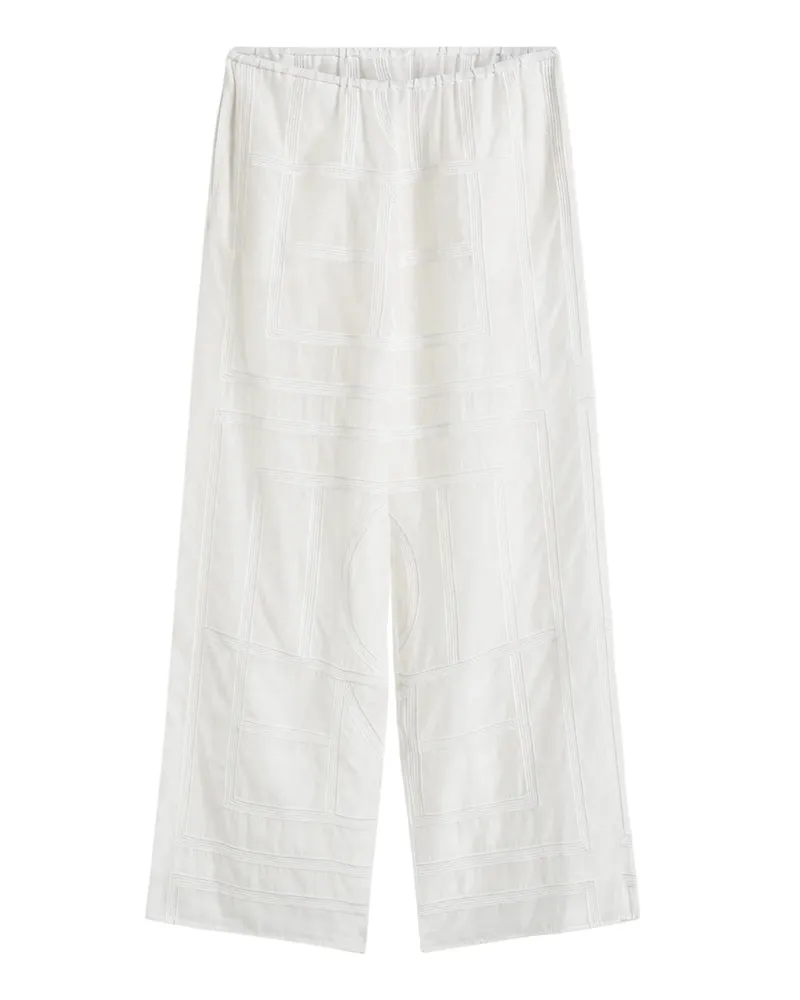 Totême Monogram Crochet Pants In Black White