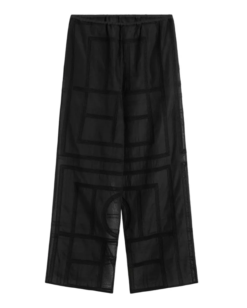 Totême Monogram Crochet Pants In Black White
