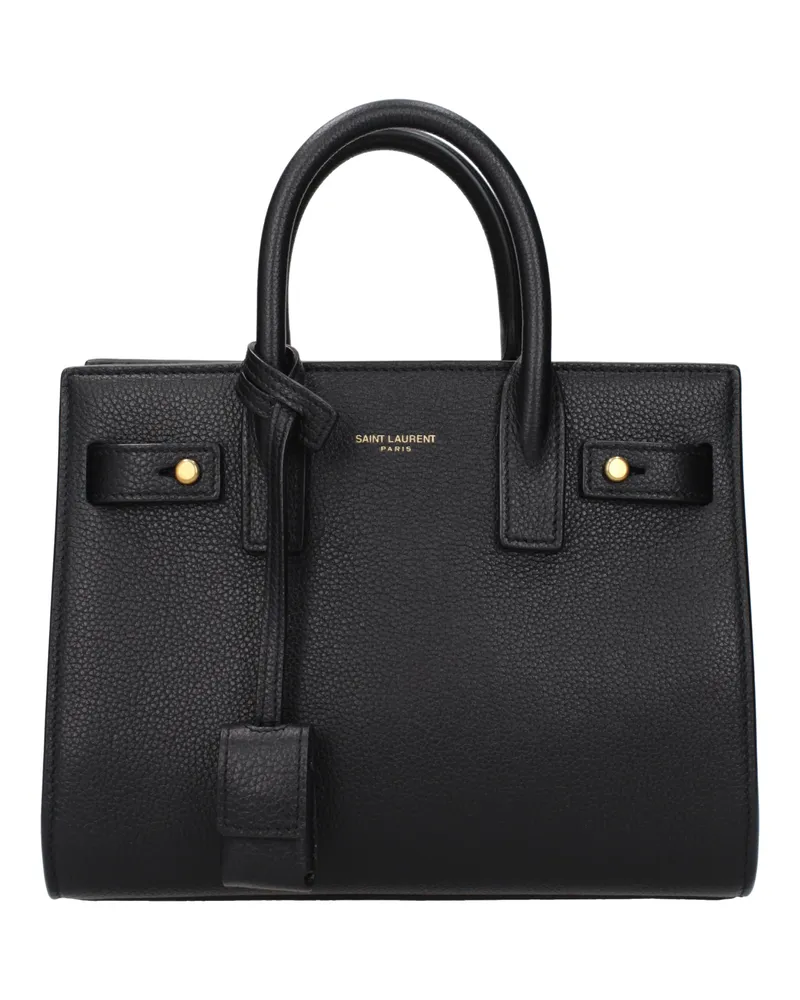 Saint Laurent Handtasche Sac De Jour Damens Schwarzes Leder -