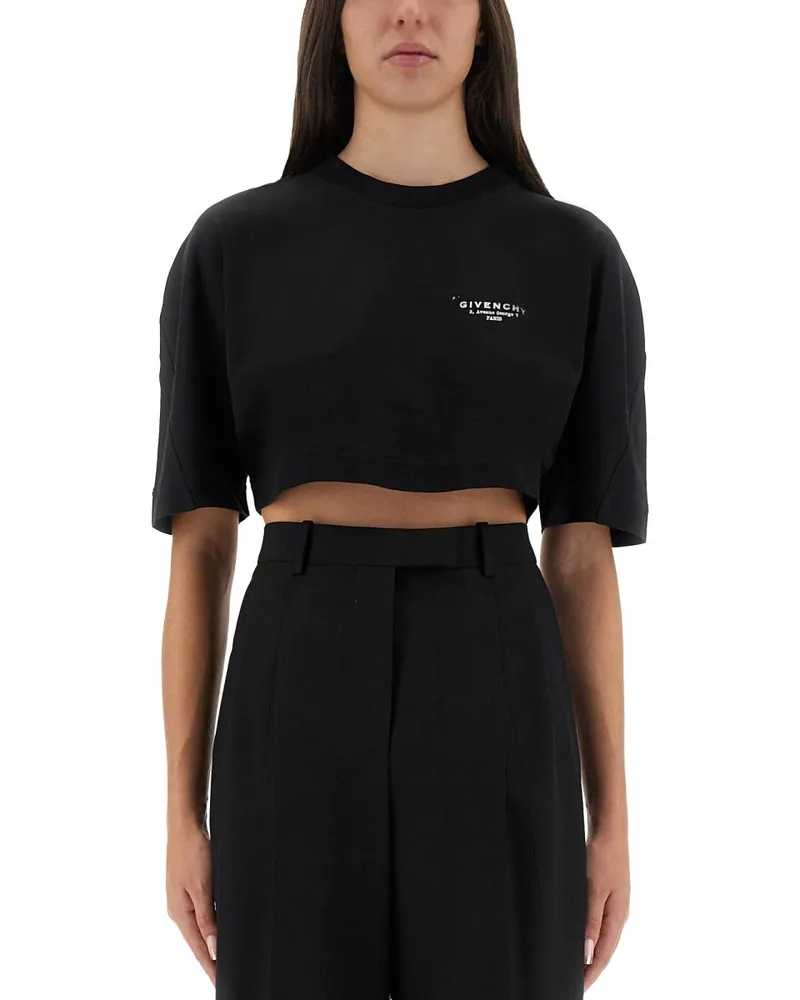 Givenchy Cropped T -Shirt mit Logodruck Black