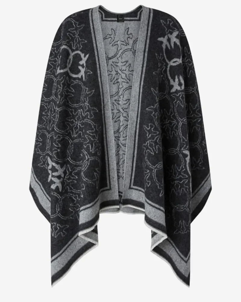 Pinko Umhang aus Wollmischung mit Love Birds-Motiv Black
