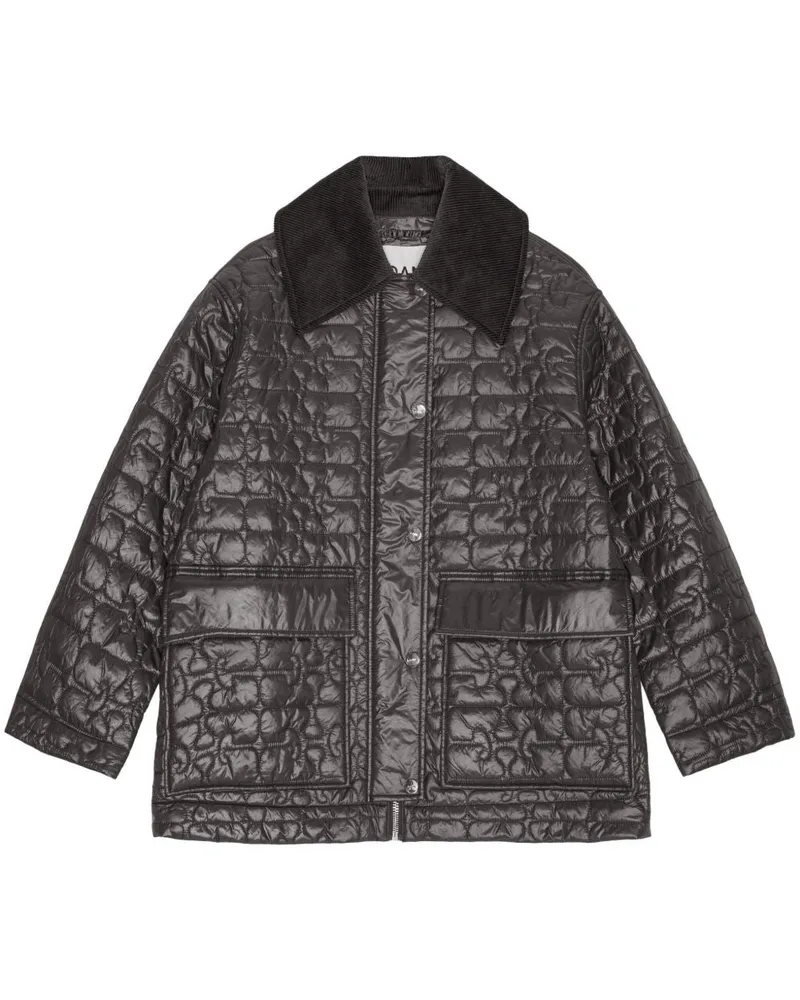 Ganni gesteppte Nylonjacke Grey