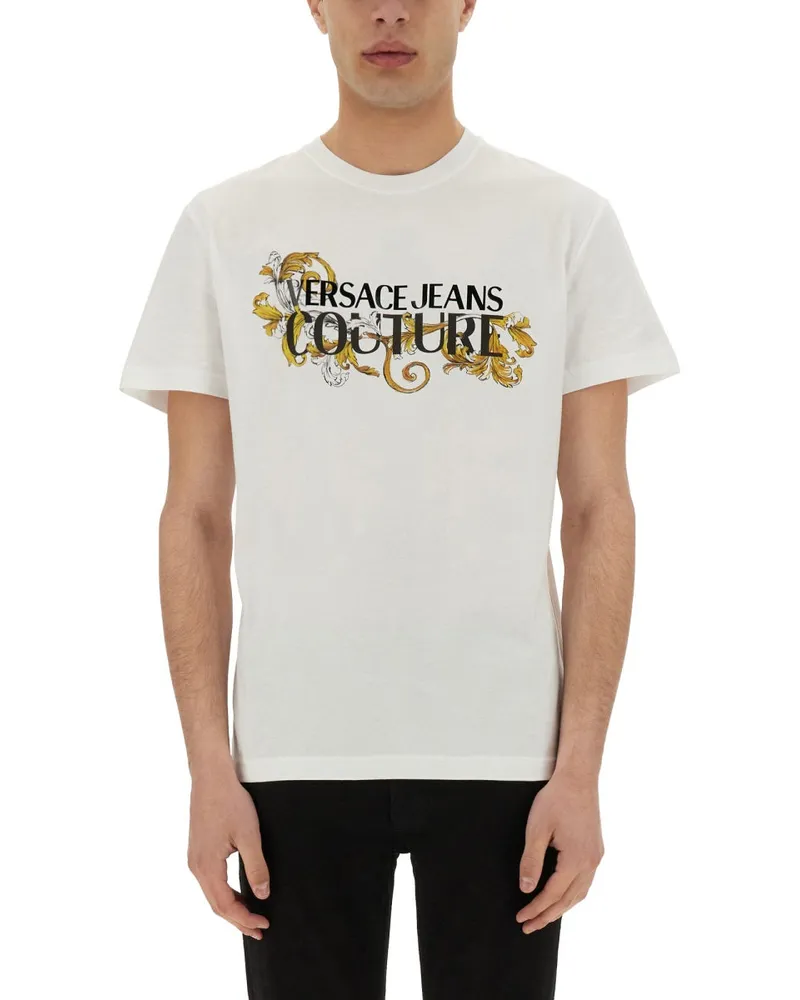 Versace Jeans Barock Umriss Logo T -Shirt White
