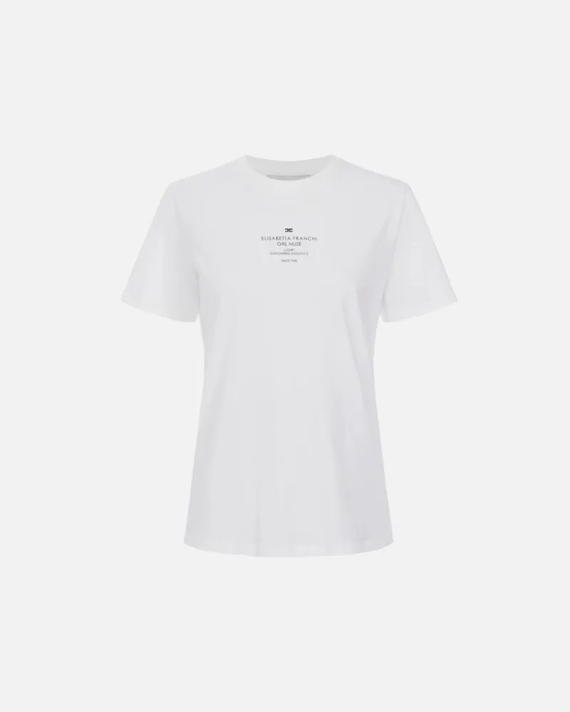 Elisabetta Franchi bedrucktes T-Shirt Gesso