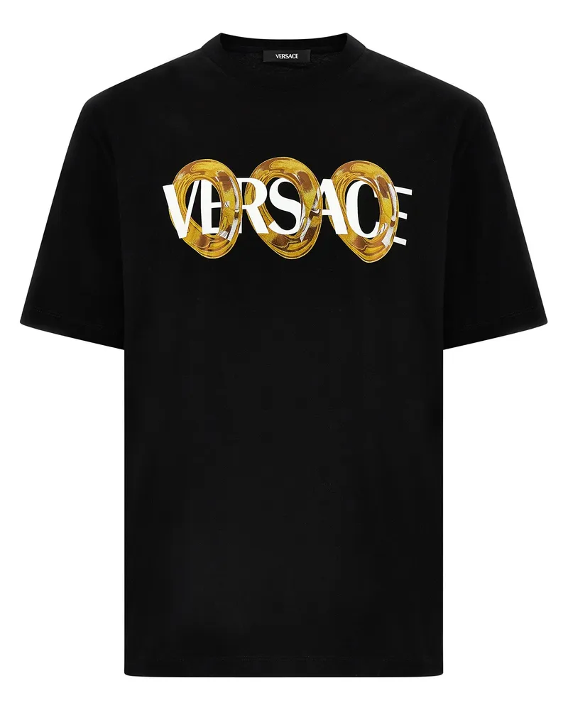Versace Logo Print T -Shirt Black