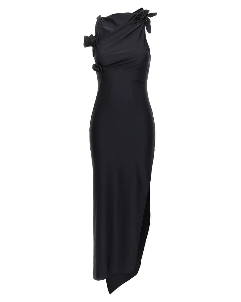 COPERNI Asymmetrische Blume' langes Kleid Black