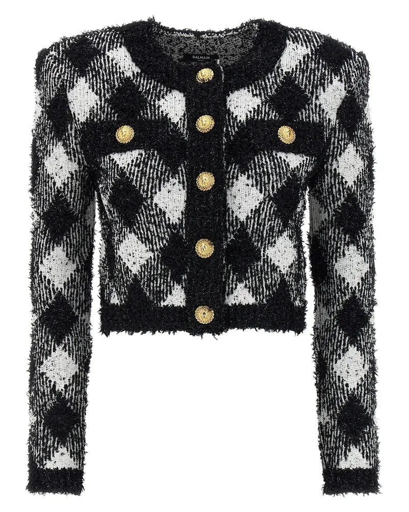 Balmain Vichy Tweed Kurzjacke White