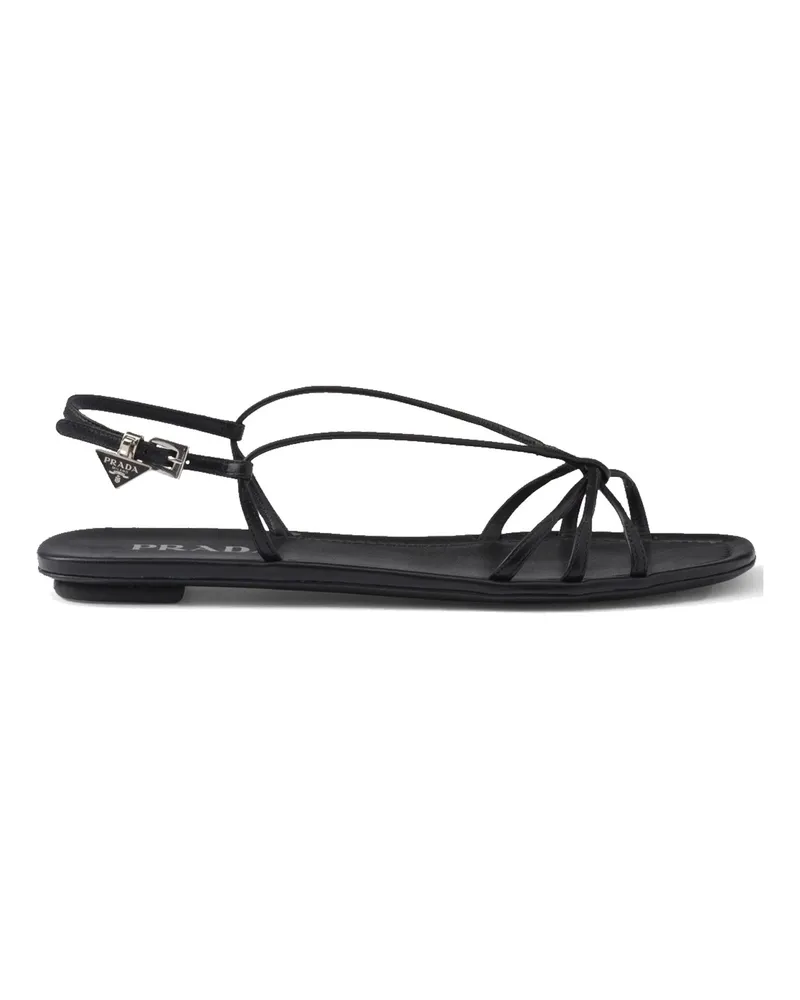 Prada Leder flache Sandalen Black
