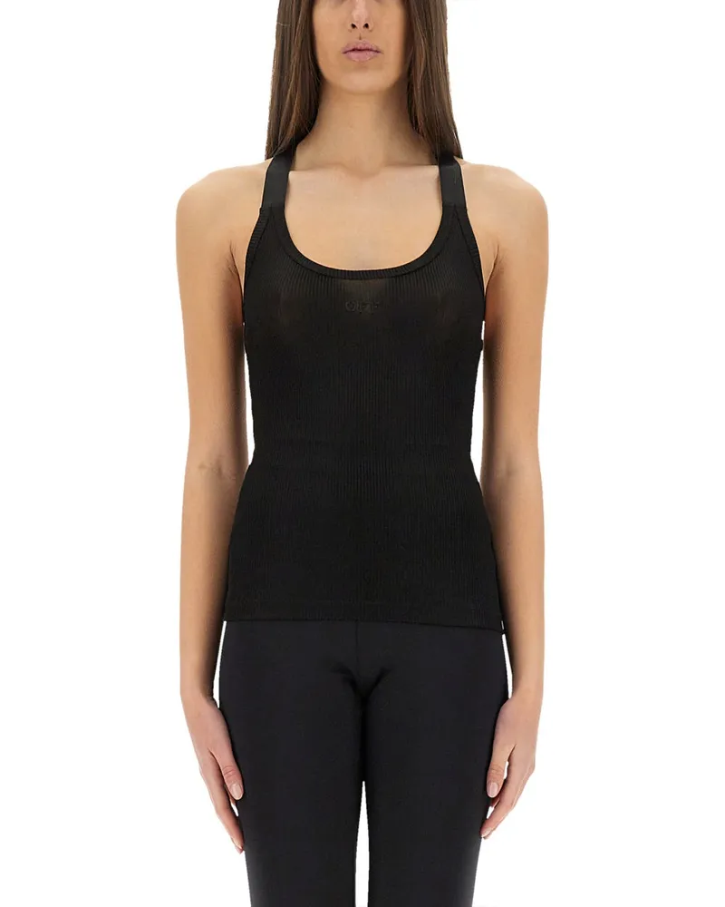OFF-WHITE Viscose Top mit Logo Black