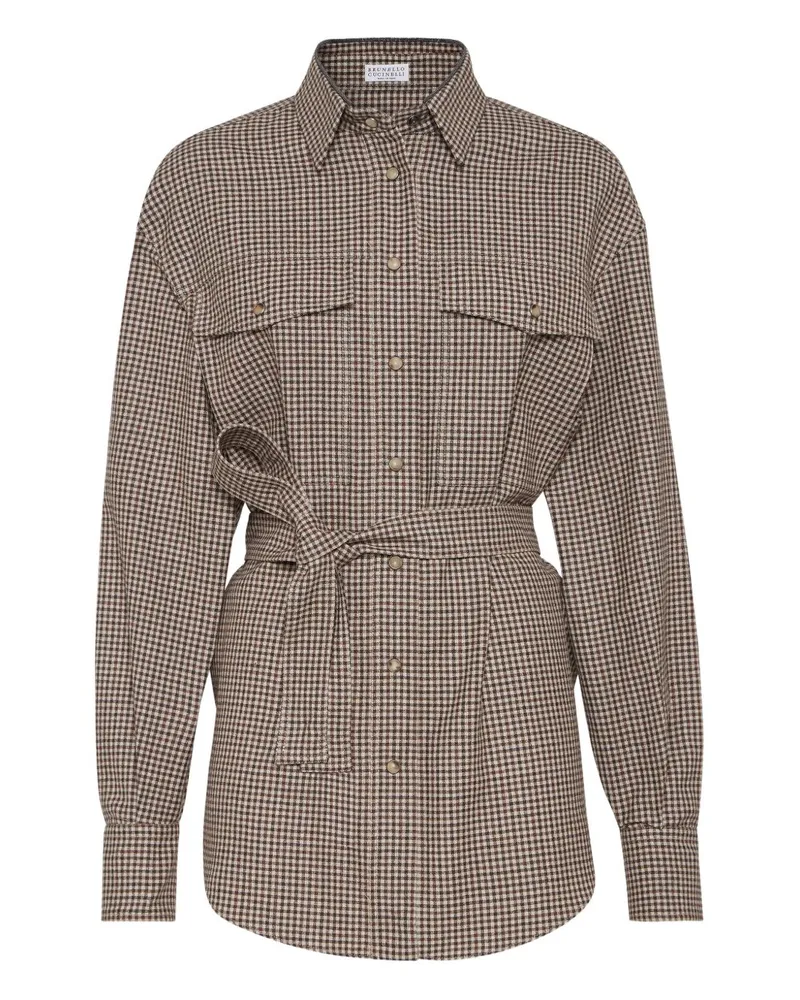Brunello Cucinelli Wolle geprüfte Hemd Brown