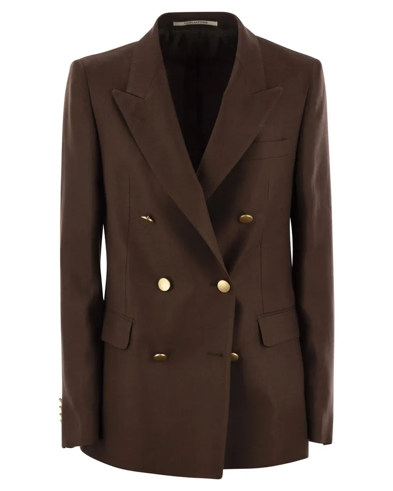 Tagliatore Paris Leinen Doppelbrustblazer Brown