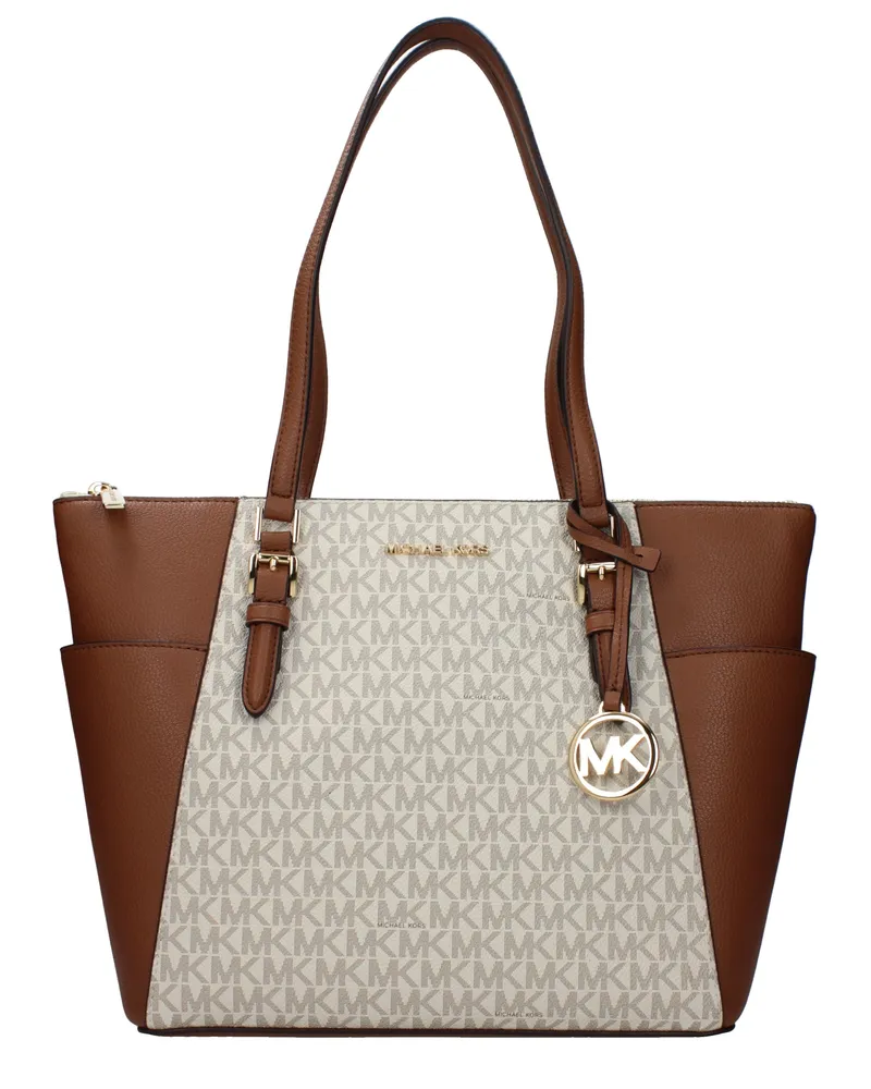Michael Kors Charlotte Damens Umhängetasche Beige/Braun Leder -