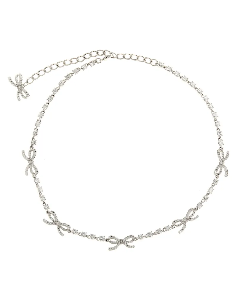 Self-Portrait Selbstporträt-Halskette „Crystal Bow Silver