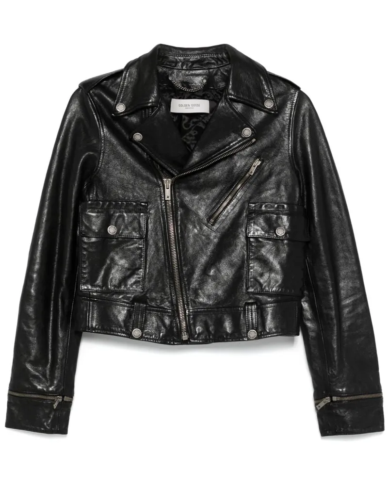 Golden Goose Golden Gans Lederjacke Black