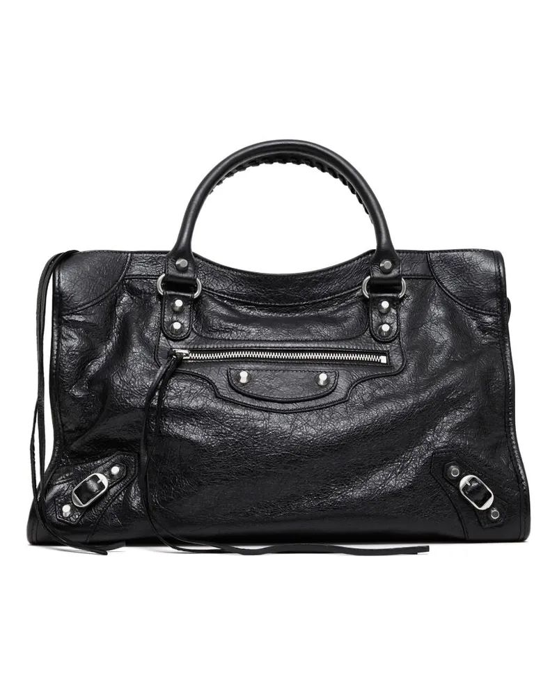 Balenciaga City Mittelgroße Lederhandtasche Black