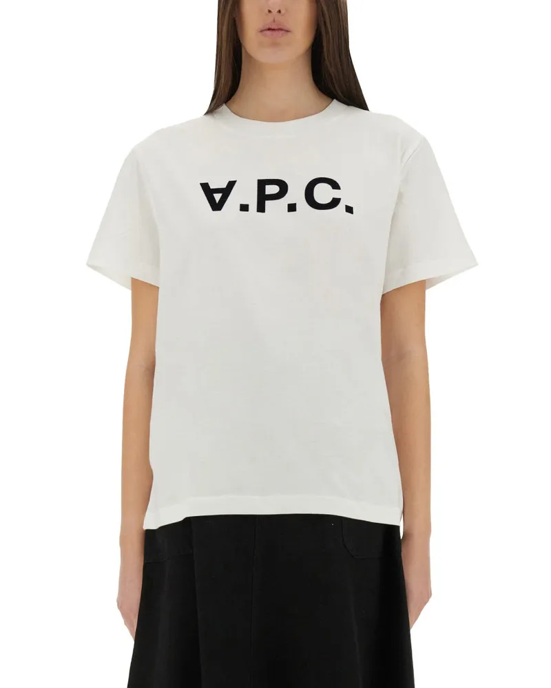 A.P.C. T -Shirt -Con -Logo White