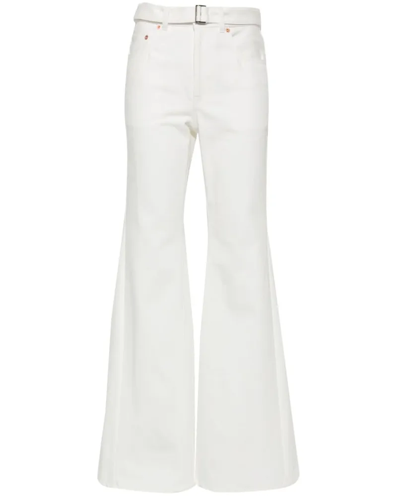 Sacai Denim Flared Jeans White