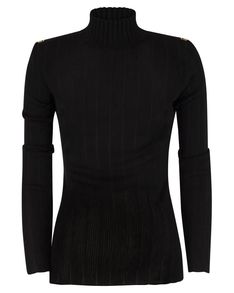 Elisabetta Franchi Viscose Knit Shirt With Logo Details Black
