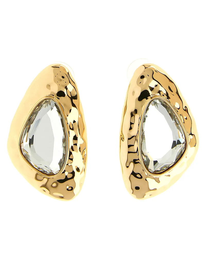 Self-Portrait Selbstporträt-Ohrringe „Hammered Gold Crystal Gold