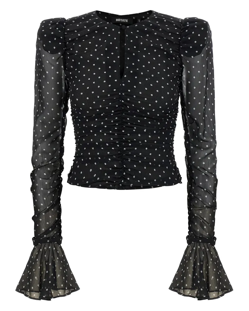 ROTATE Birger Christensen Chiffon Ruched“-Bluse Black