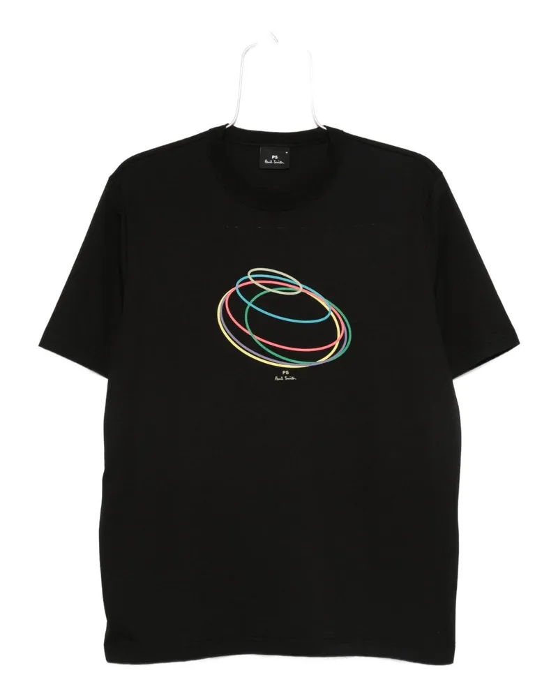 Paul Smith PS von Paul Smith Rings Drucken Baumwoll -T -Shirt Black