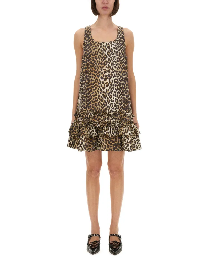 Ganni Leopard Mini -Kleid Animalier