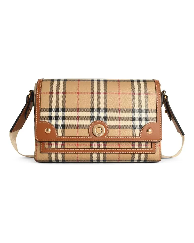 Burberry Note' Crossbody Bag in Briar Brown Cotton Mischung Beige
